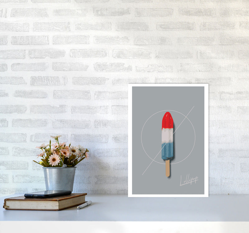 Ice Lolly Modern Print, Framed Kitchen Wall Art A3 Black Frame