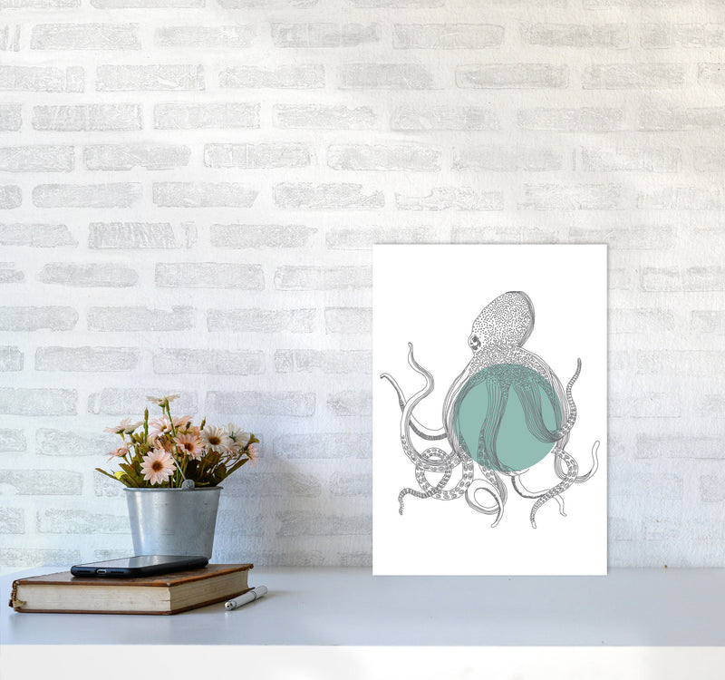 Marine Animals Octopus Modern Print Animal Art Print A3 Black Frame