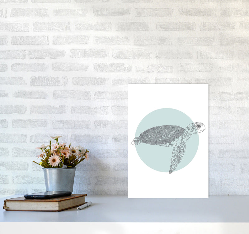 Marine Animals Turtle Modern Print Animal Art Print A3 Black Frame
