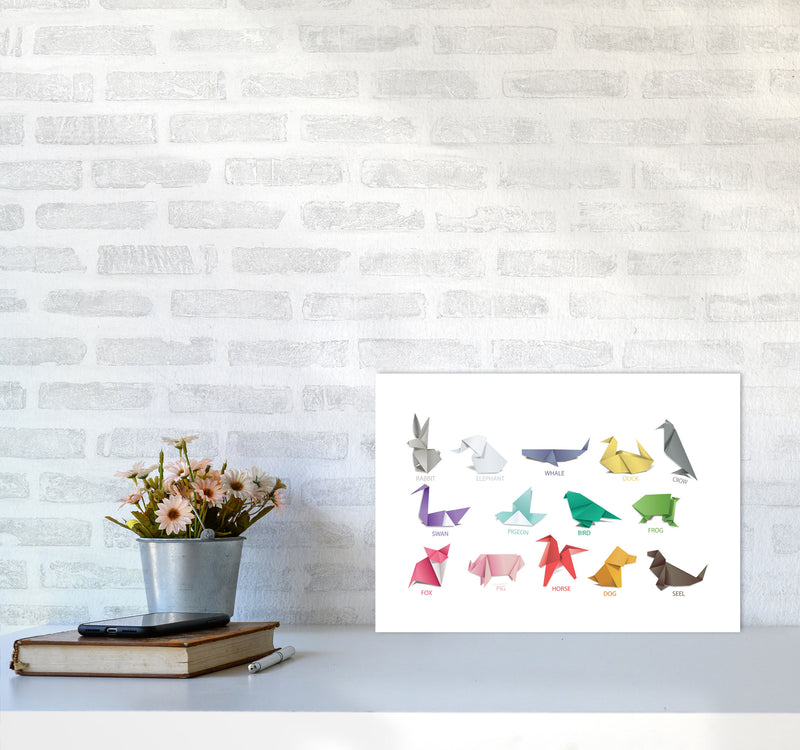 Origami Animals Modern Print A3 Black Frame