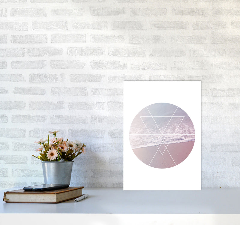 Pink And Blue Abstract Tide Modern Print A3 Black Frame