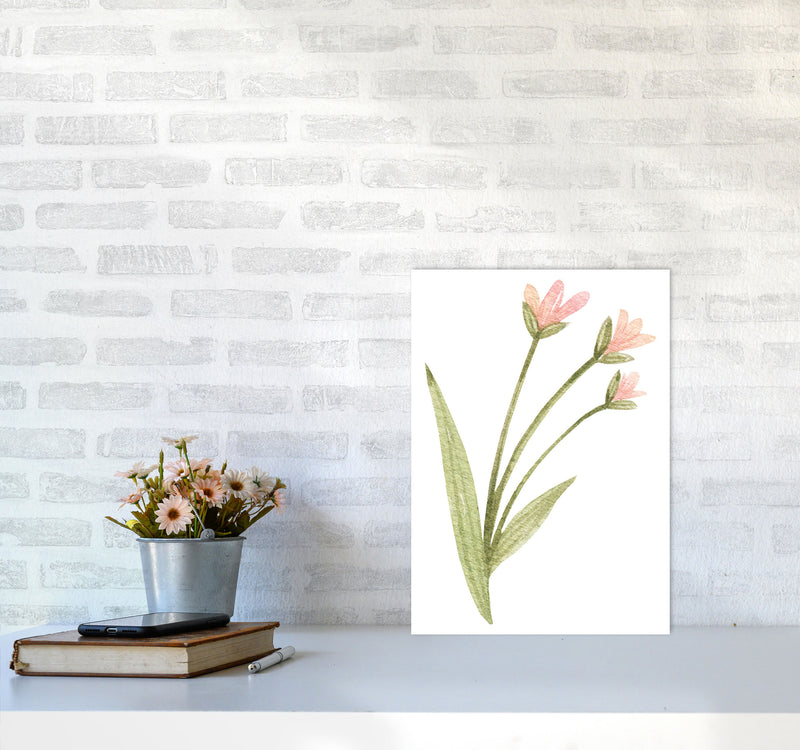 Pink Watercolour Flower 1 Modern Print A3 Black Frame