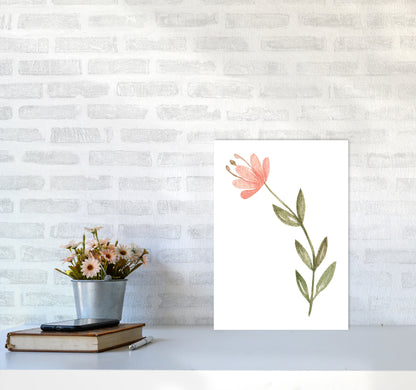 Pink Watercolour Flower 2 Modern Print A3 Black Frame