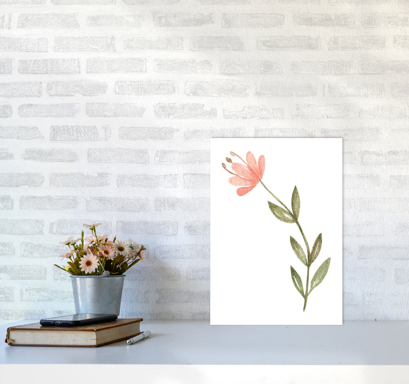 Pink Watercolour Flower 2 Modern Print A3 Black Frame