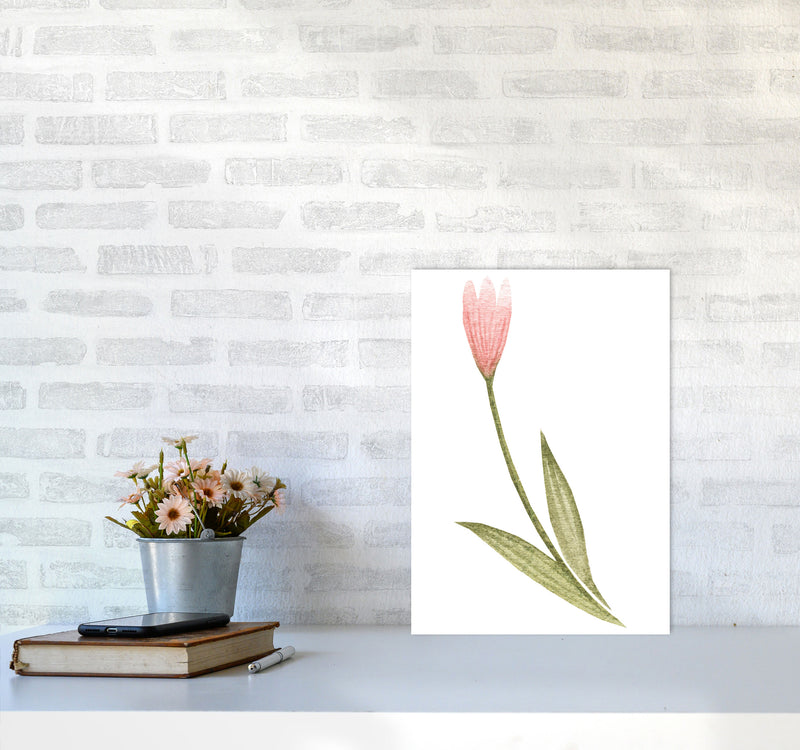 Pink Watercolour Flower 3 Modern Print A3 Black Frame