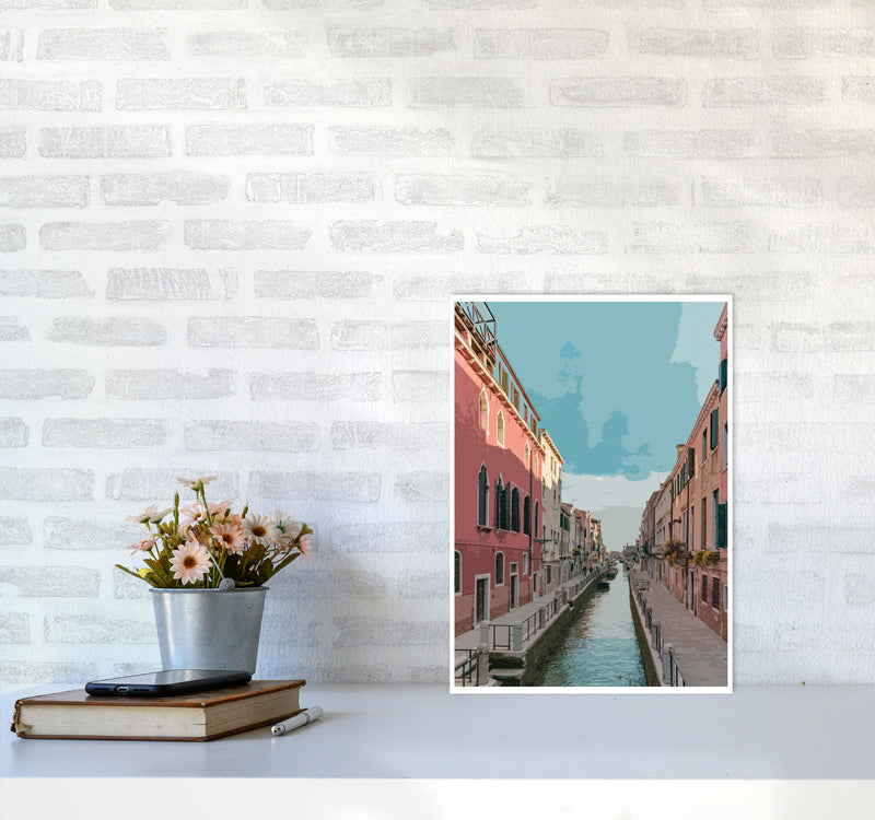 Venice Portrait 2 Modern Print A3 Black Frame
