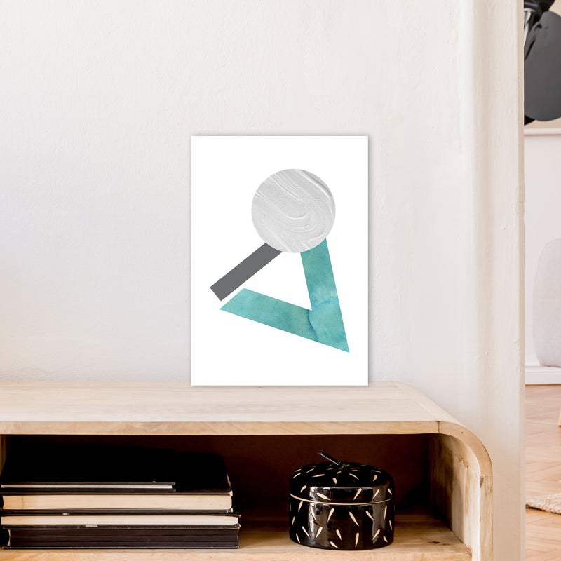 Marble Teal And Silver 3 Art Print by Pixy Paper A3 Black Frame