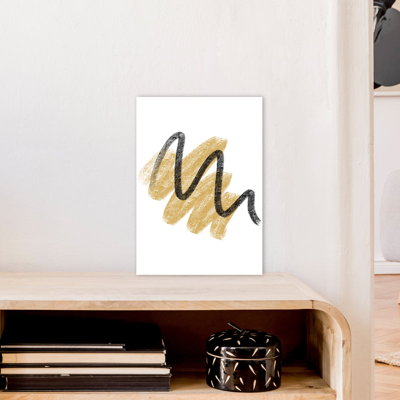 Dalia Chalk Gold And Black Scribbles  Art Print by Pixy Paper A3 Black Frame