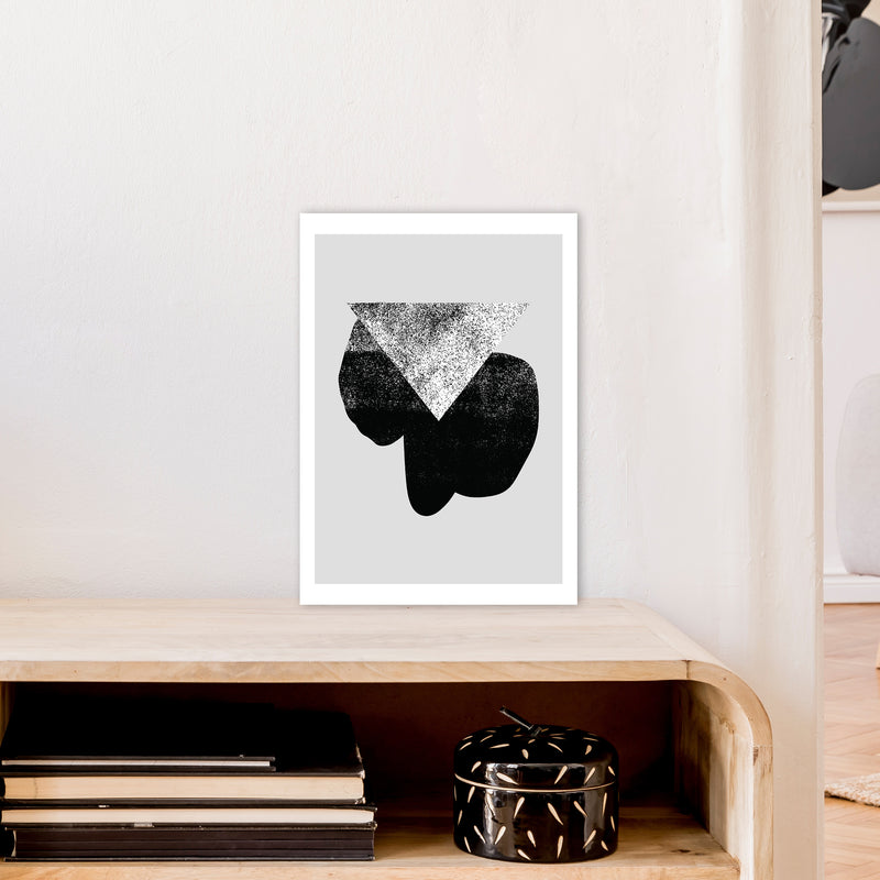 Graffiti Black And Grey Triangle  Art Print by Pixy Paper A3 Black Frame