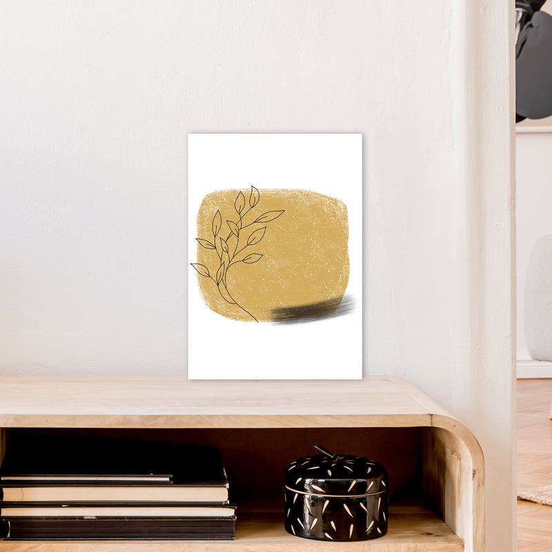 Dalia Chalk Gold Floral Square  Art Print by Pixy Paper A3 Black Frame