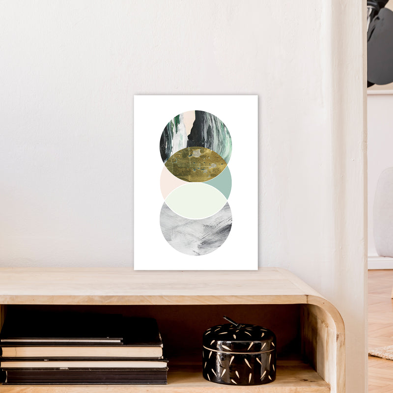 Green Marble Circles Abstract  Art Print by Pixy Paper A3 Black Frame