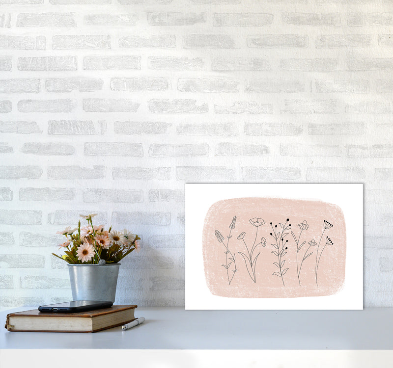 Dalia Chalk Landscape Floral  Art Print by Pixy Paper A3 Black Frame