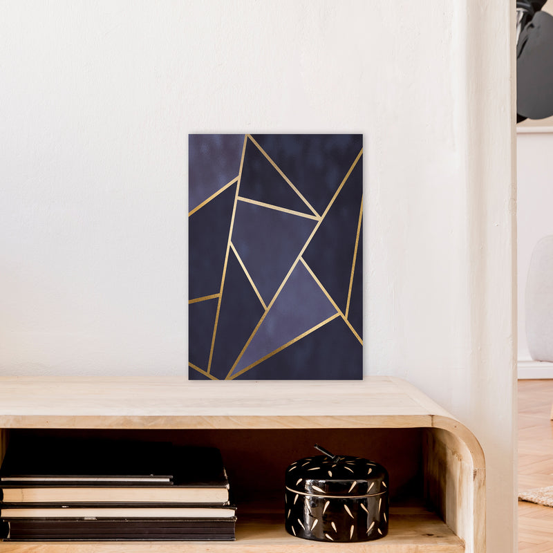 Lux Navy And Gold Geo Print  Art Print by Pixy Paper A3 Black Frame