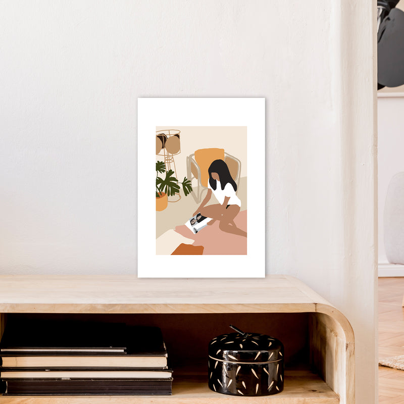 Mica Girl With Magazine N4  Art Print by Pixy Paper A3 Black Frame