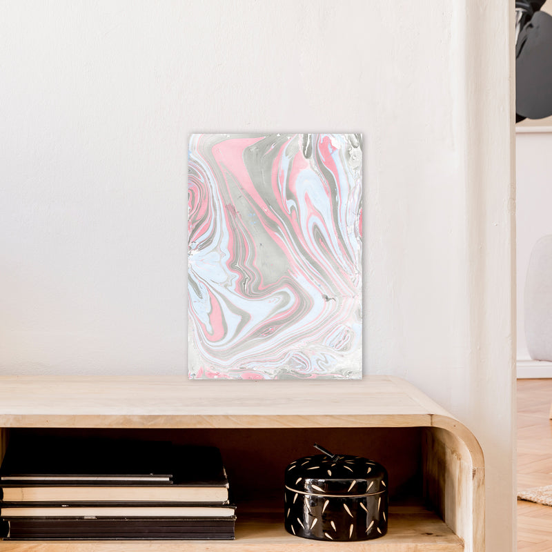 Liquid Mix Stone And Pink  Art Print by Pixy Paper A3 Black Frame