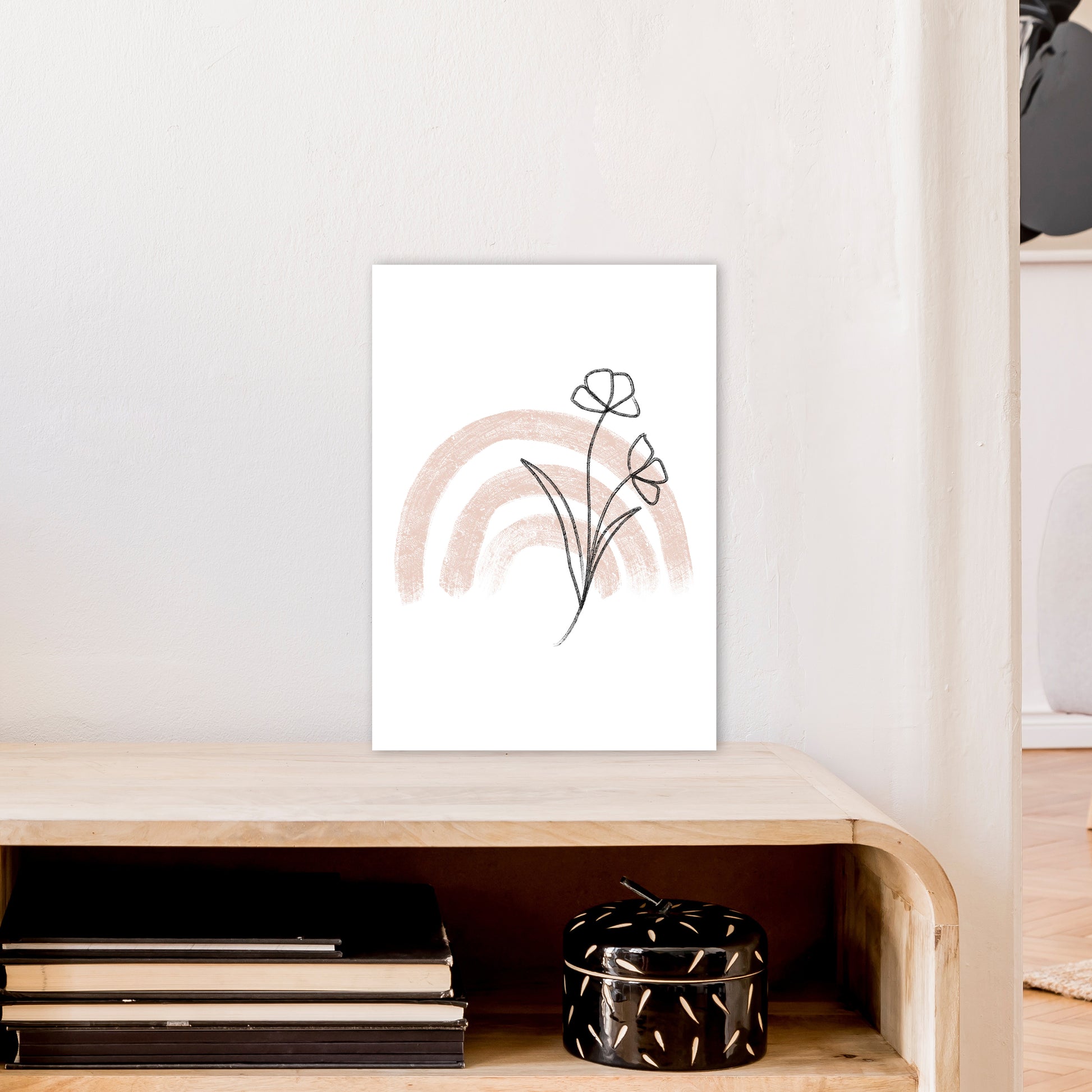Dalia Chalk Pink Rainbow  Art Print by Pixy Paper A3 Black Frame
