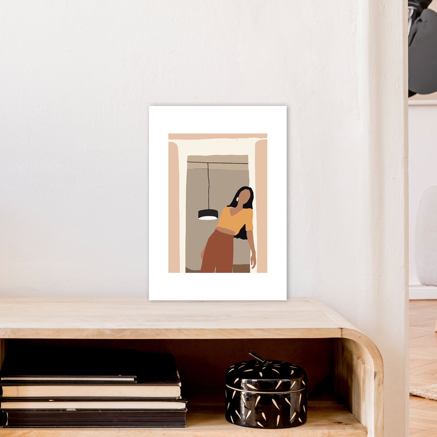 Mica Girl In Doorway N10  Art Print by Pixy Paper A3 Black Frame