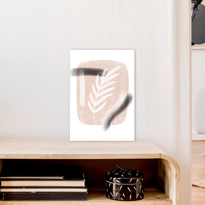 Dalia Chalk White Leaf  Art Print by Pixy Paper A3 Black Frame