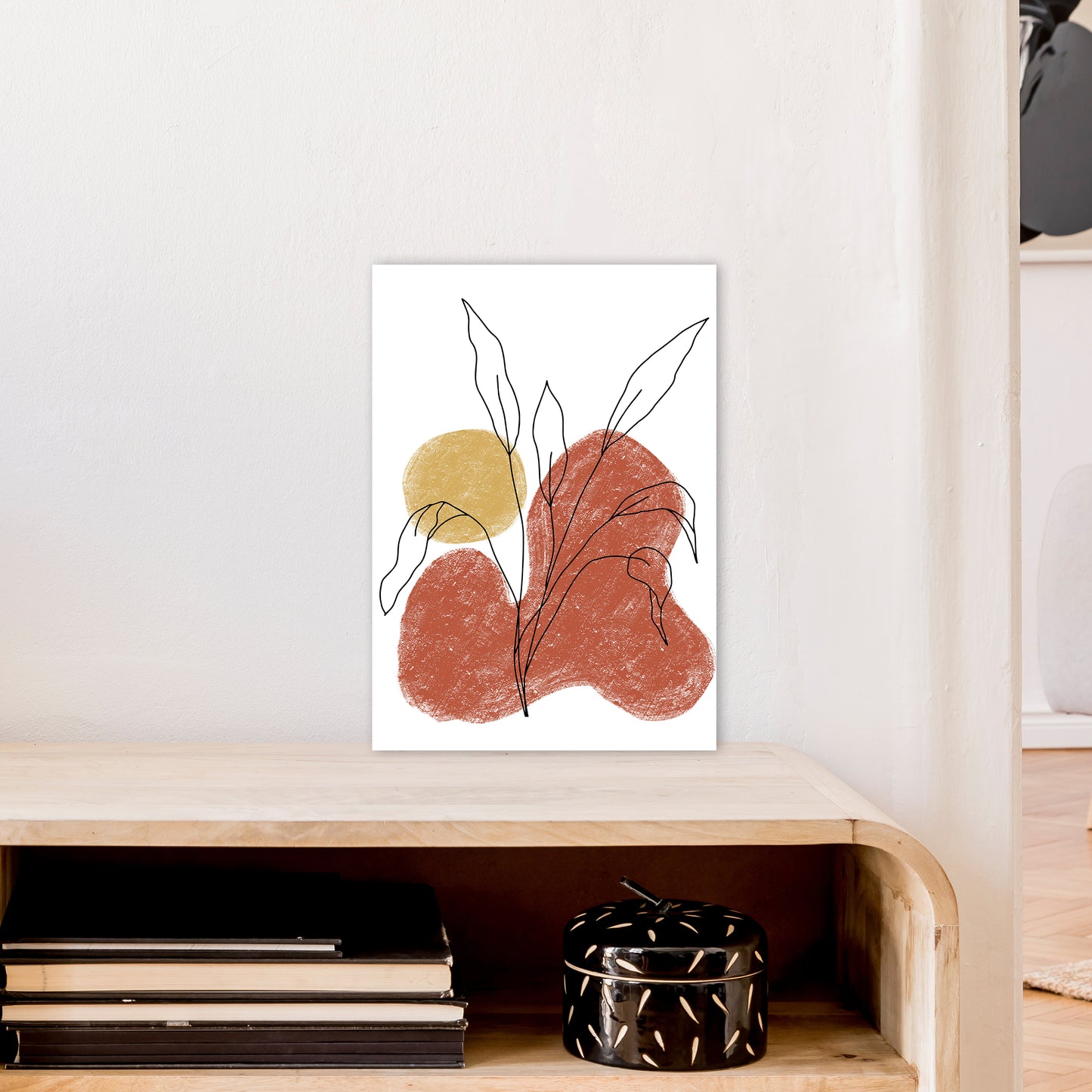 Dalia Chalk Red Floral  Art Print by Pixy Paper A3 Black Frame