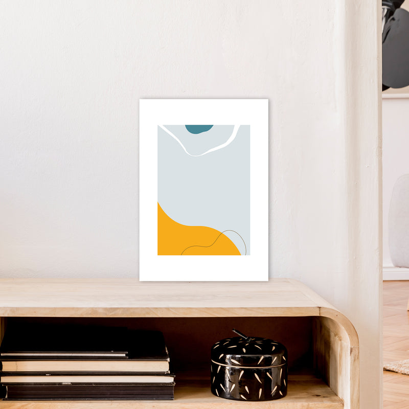 Mita Teal Abstract N21  Art Print by Pixy Paper A3 Black Frame