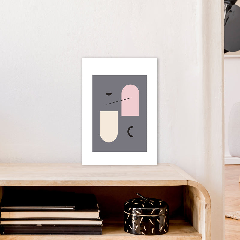 Mila Abstract Pink N5  Art Print by Pixy Paper A3 Black Frame