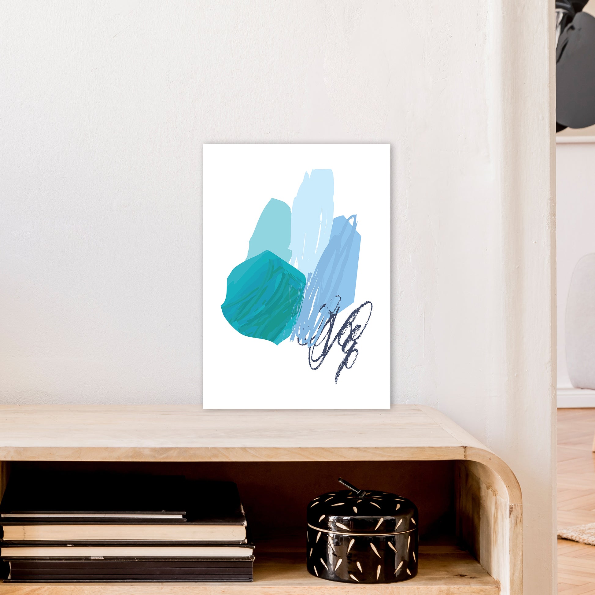 Blue Palette Drawings  Art Print by Pixy Paper A3 Black Frame