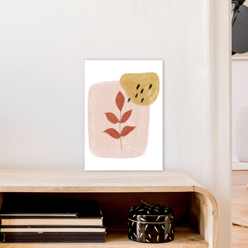 Dalia Chalk Red Leaf  Art Print by Pixy Paper A3 Black Frame