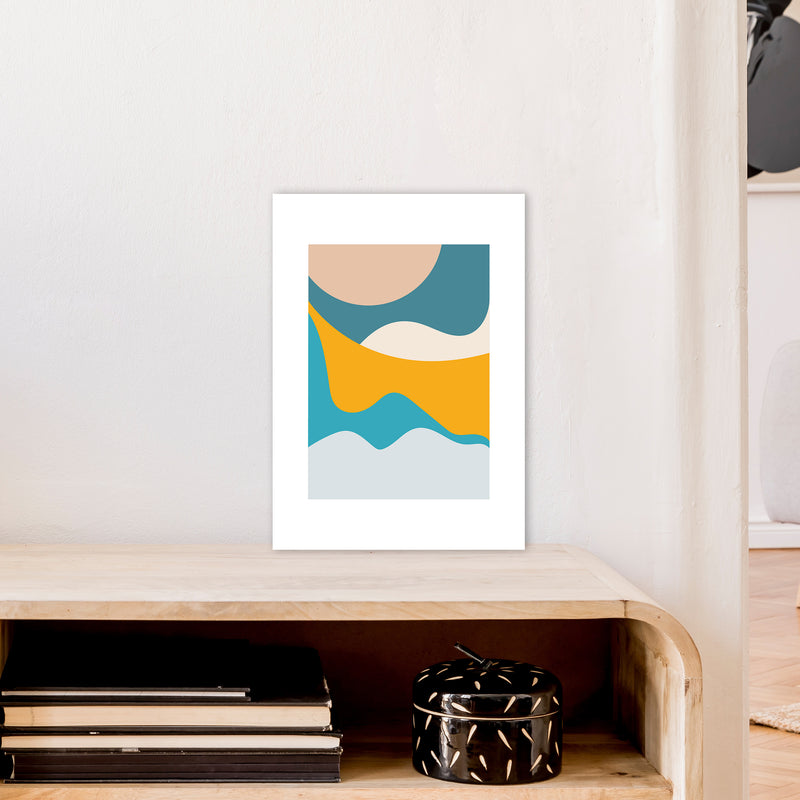 Mita Teal Dunes N14  Art Print by Pixy Paper A3 Black Frame