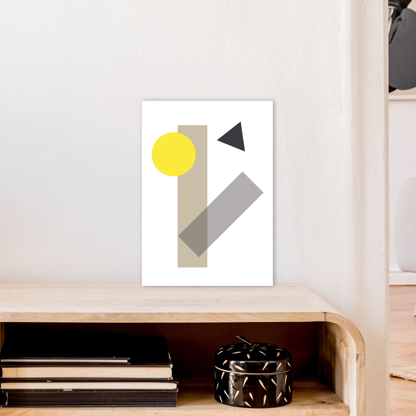 Random Geo Yellow  Art Print by Pixy Paper A3 Black Frame