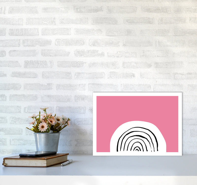 Pink Rainbow Neon Funk  Art Print by Pixy Paper A3 Black Frame