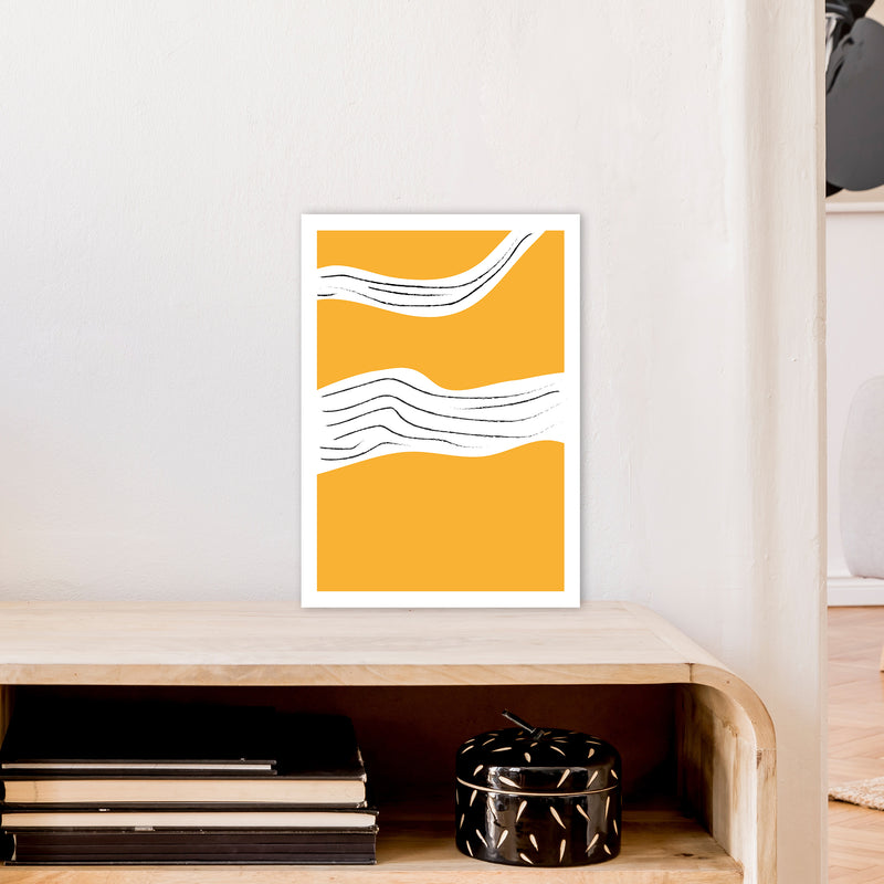 Yellow Lines Neon Funk  Art Print by Pixy Paper A3 Black Frame