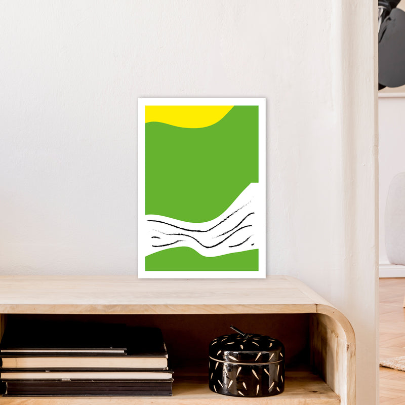 Green Lines Neon Funk  Art Print by Pixy Paper A3 Black Frame