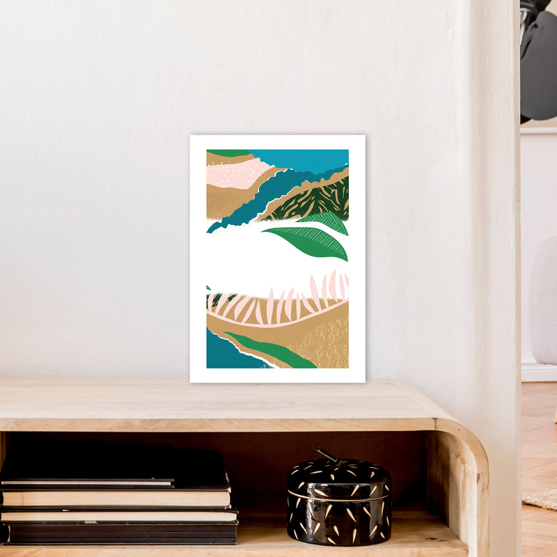 White Mixed Jungle Abstract  Art Print by Pixy Paper A3 Black Frame