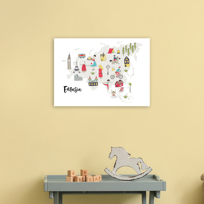 Eurasia Map  Art Print by Pixy Paper A3 Black Frame