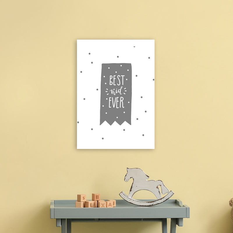 Best Kid Ever Grey Super Scandi  Art Print by Pixy Paper A3 Black Frame