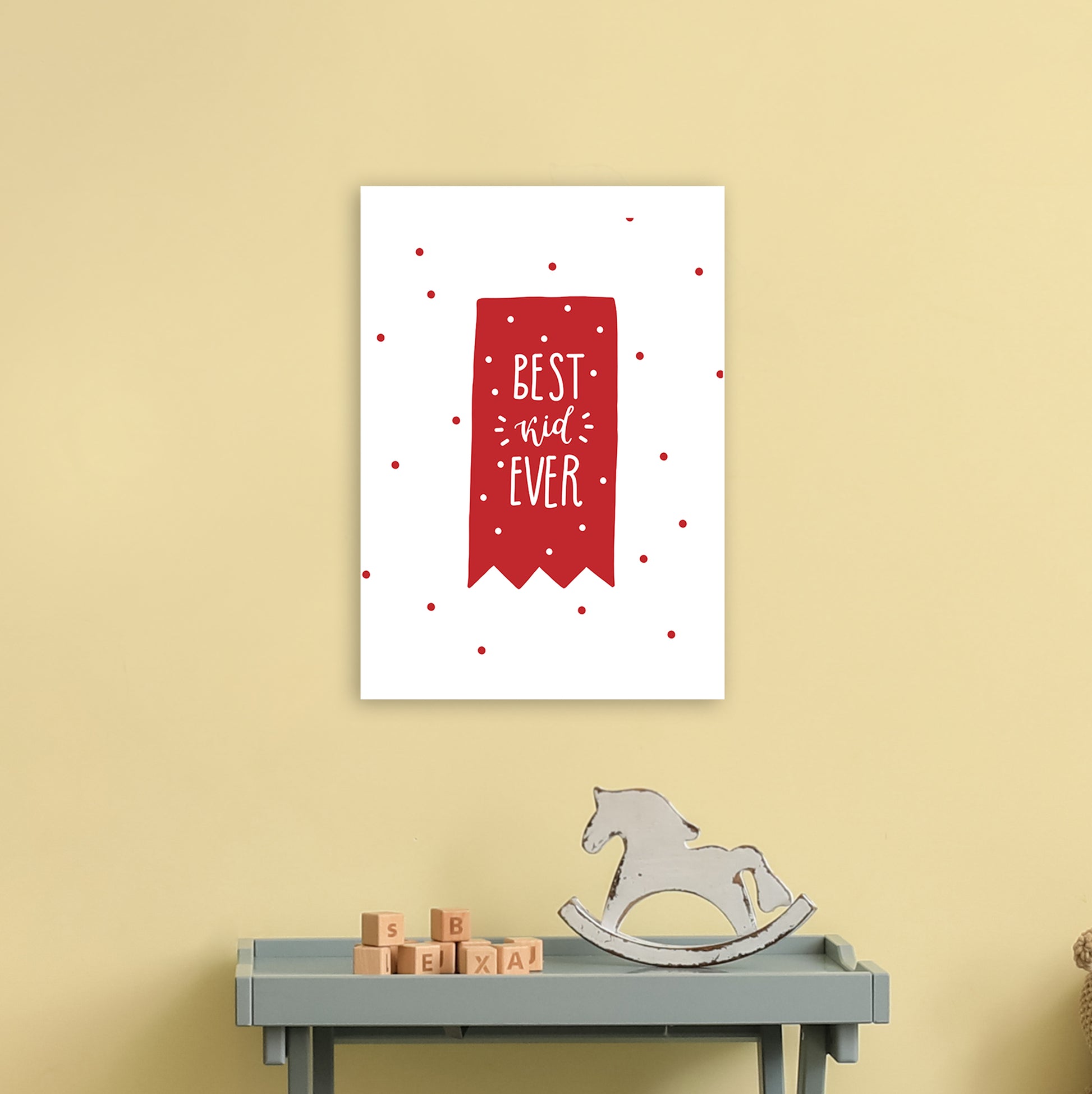 Best Kid Ever Red Super Scandi  Art Print by Pixy Paper A3 Black Frame