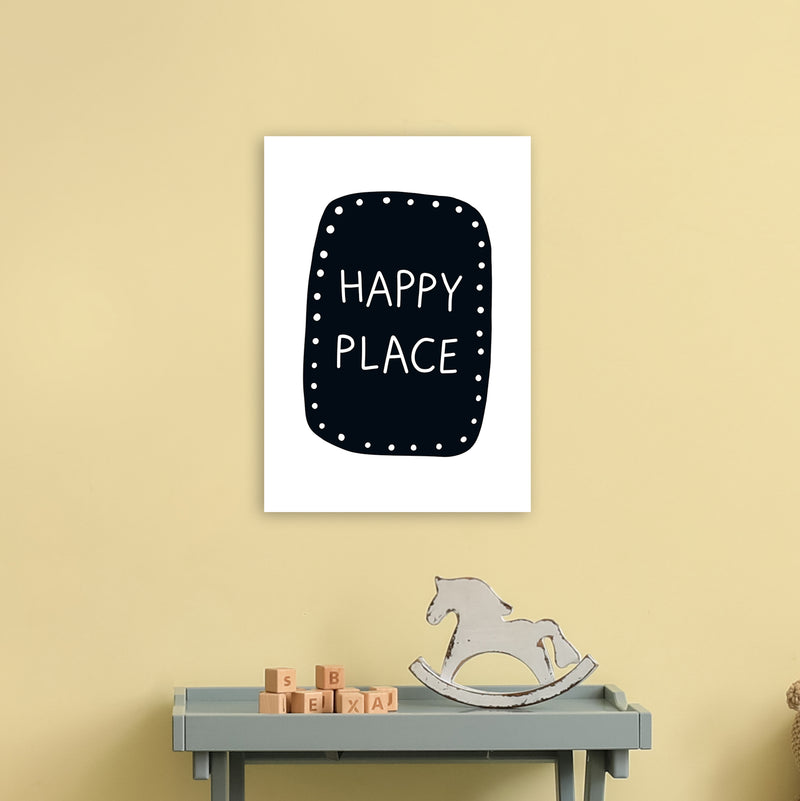Happy Place Super Scandi Black  Art Print by Pixy Paper A3 Black Frame