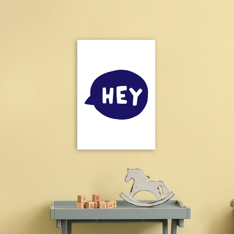 Hey Bubble Navy Super Scandi  Art Print by Pixy Paper A3 Black Frame