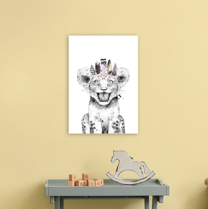 Safari Babies Tiger Feathers  Art Print by Pixy Paper A3 Black Frame