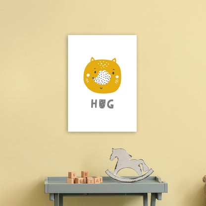 Fox Hug Super Scandi Grey  Art Print by Pixy Paper A3 Black Frame