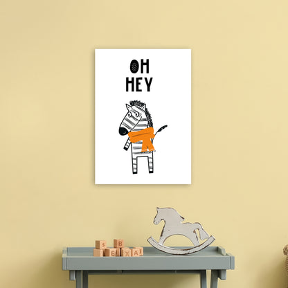 Oh Hey Zebra Animal Pop  Art Print by Pixy Paper A3 Black Frame