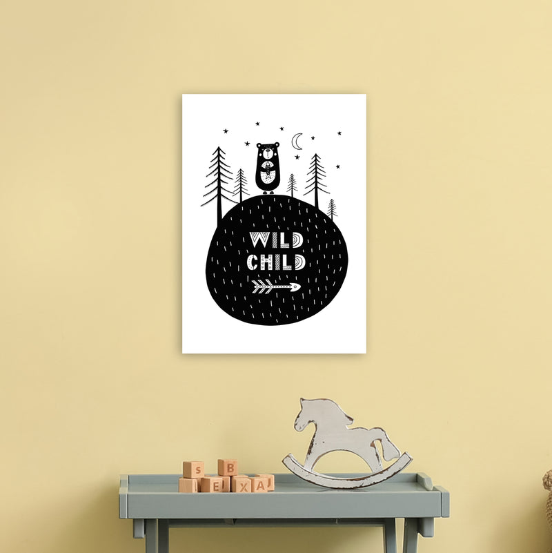 Wild Child Forest Bear  Art Print by Pixy Paper A3 Black Frame