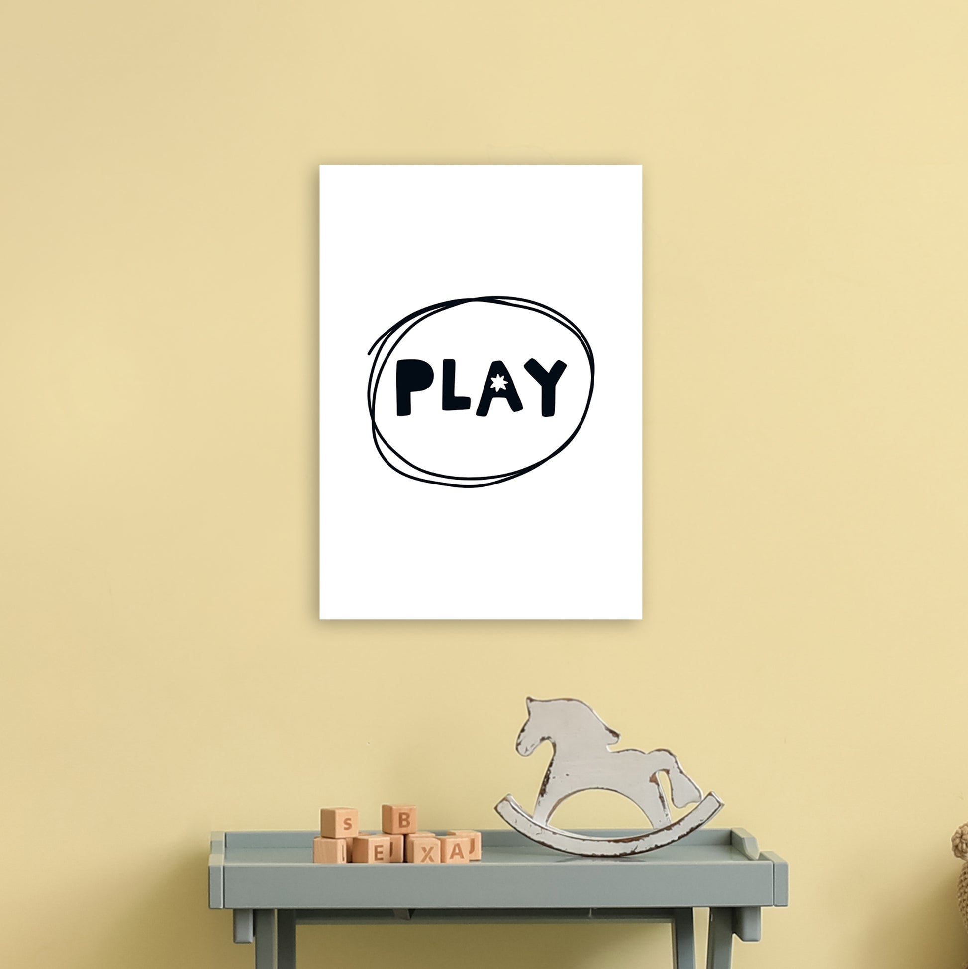Play Super Scandi Black  Art Print by Pixy Paper A3 Black Frame