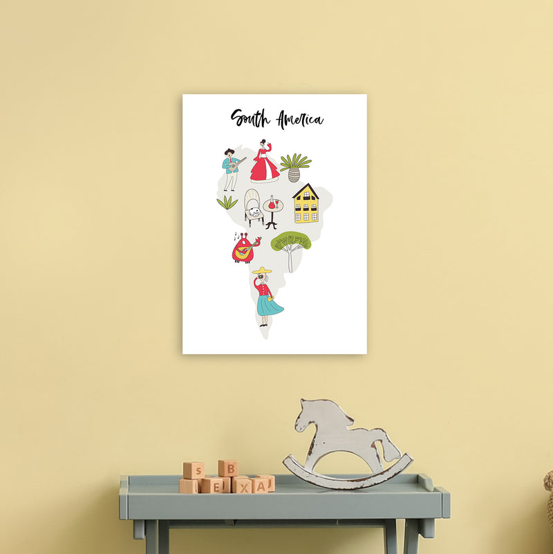 South America Map  Art Print by Pixy Paper A3 Black Frame