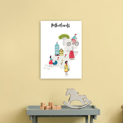 Netherlands Map  Art Print by Pixy Paper A3 Black Frame