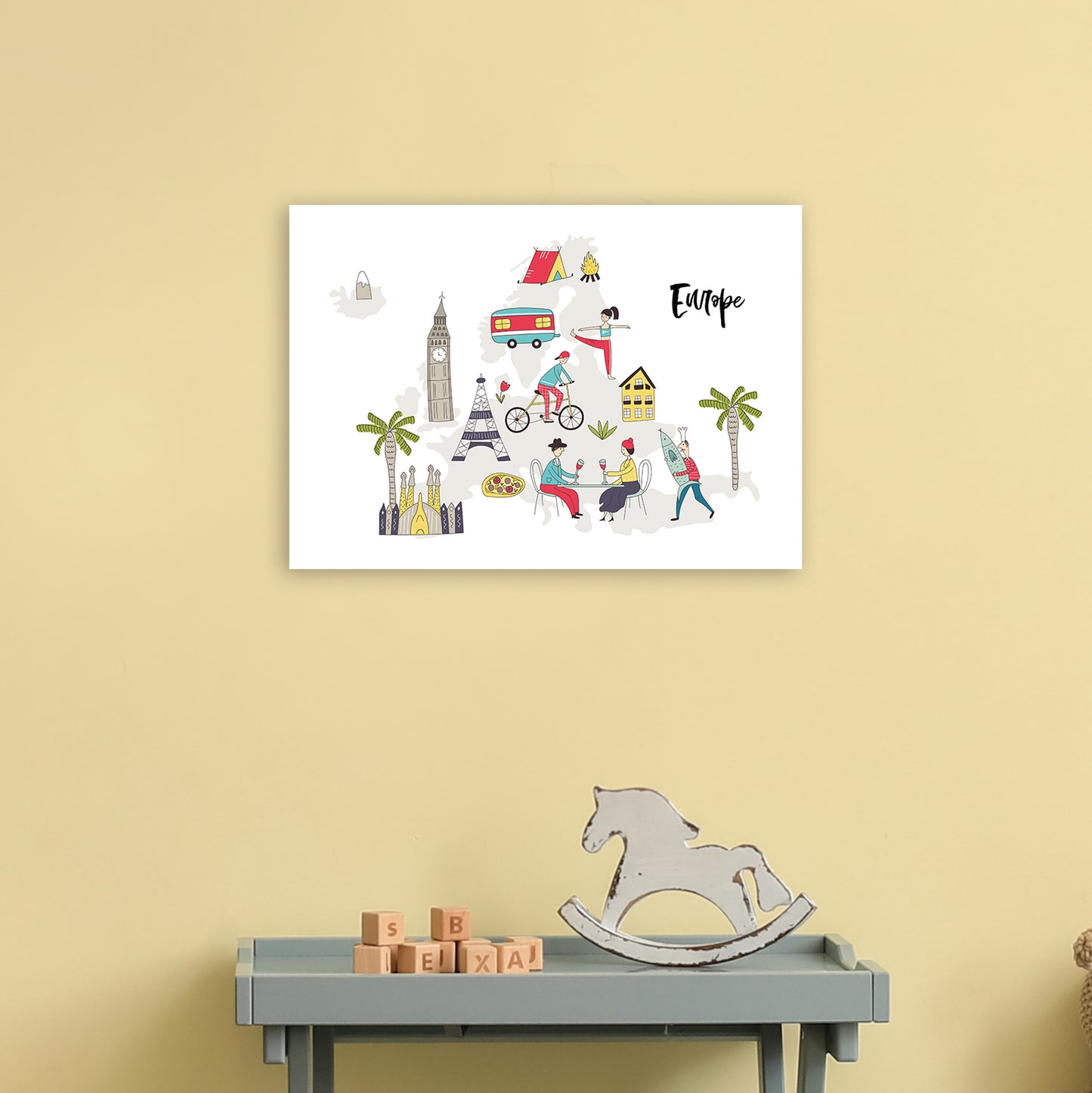 Europe Map  Art Print by Pixy Paper A3 Black Frame