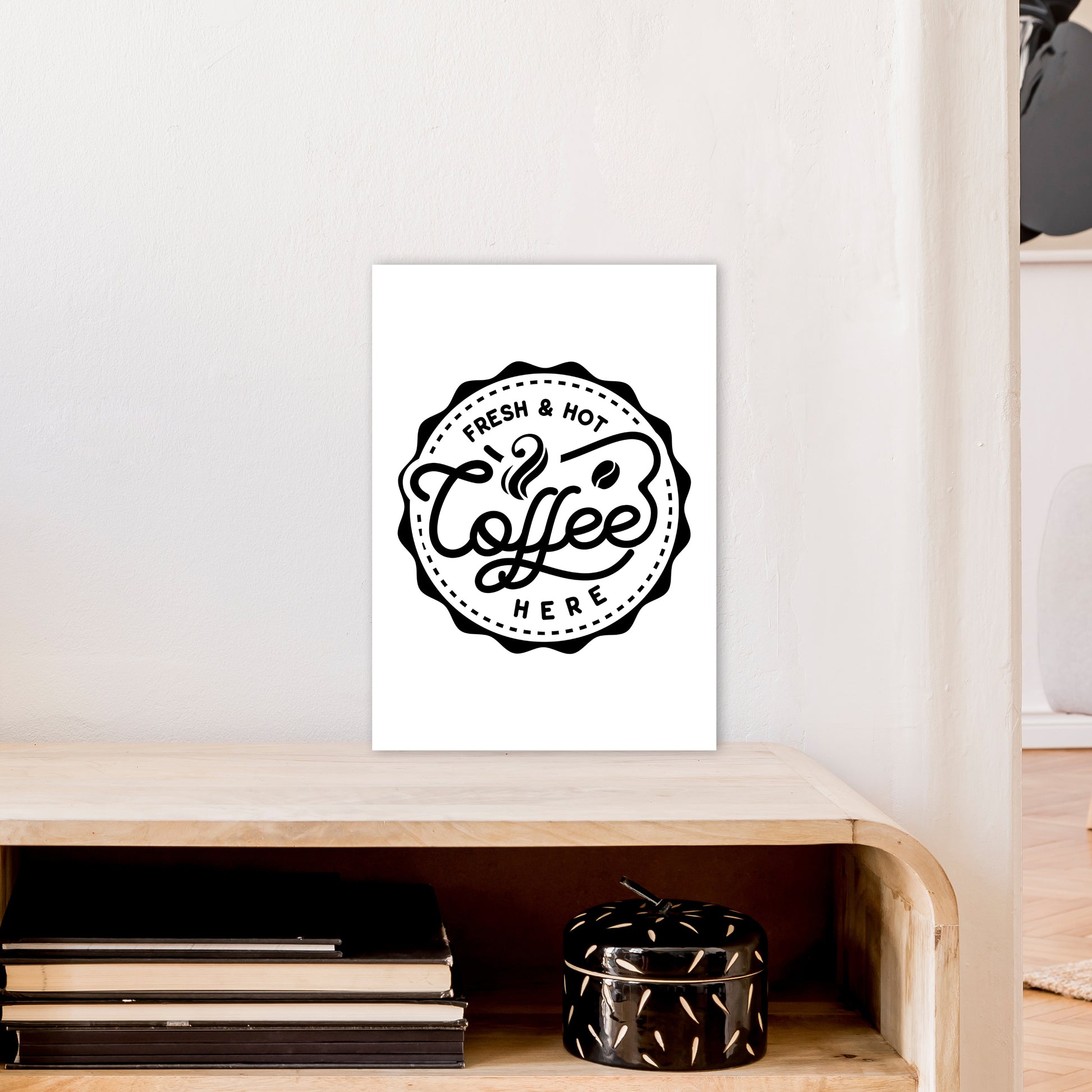 Fresh And Hot Coffee  Art Print by Pixy Paper A3 Black Frame