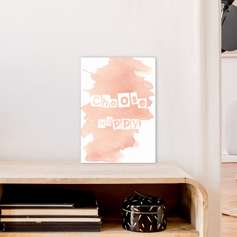 Choose Happy Watercolour  Art Print by Pixy Paper A3 Black Frame