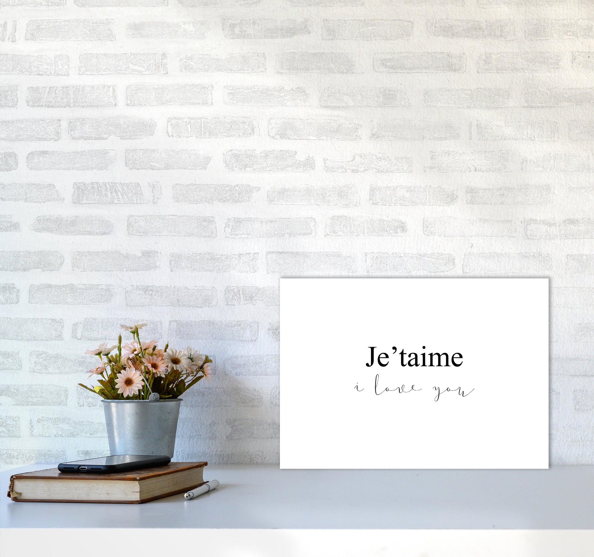 Je'Taime  Art Print by Pixy Paper A3 Black Frame