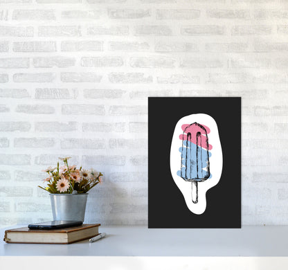 Kitchen Pop Ice Lolly Off Black Art Print by Pixy Paper A3 Black Frame
